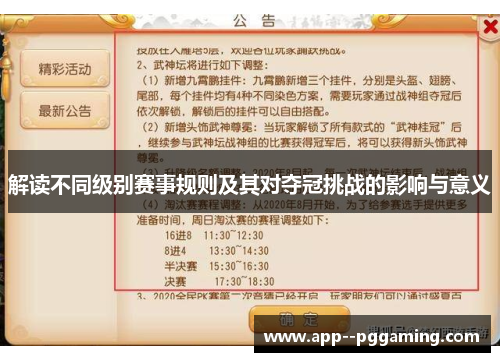 解读不同级别赛事规则及其对夺冠挑战的影响与意义 解读不同级别赛事规则及其对夺冠挑战的影响与意义