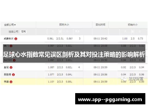 足球心水指数常见误区剖析及其对投注策略的影响解析